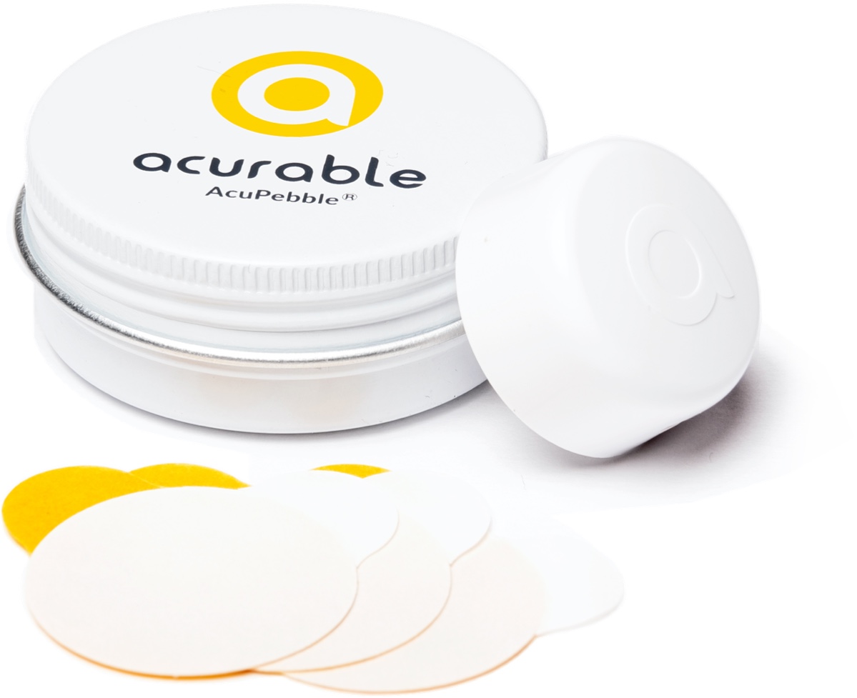 AcuPebble sensor with box and adhesives