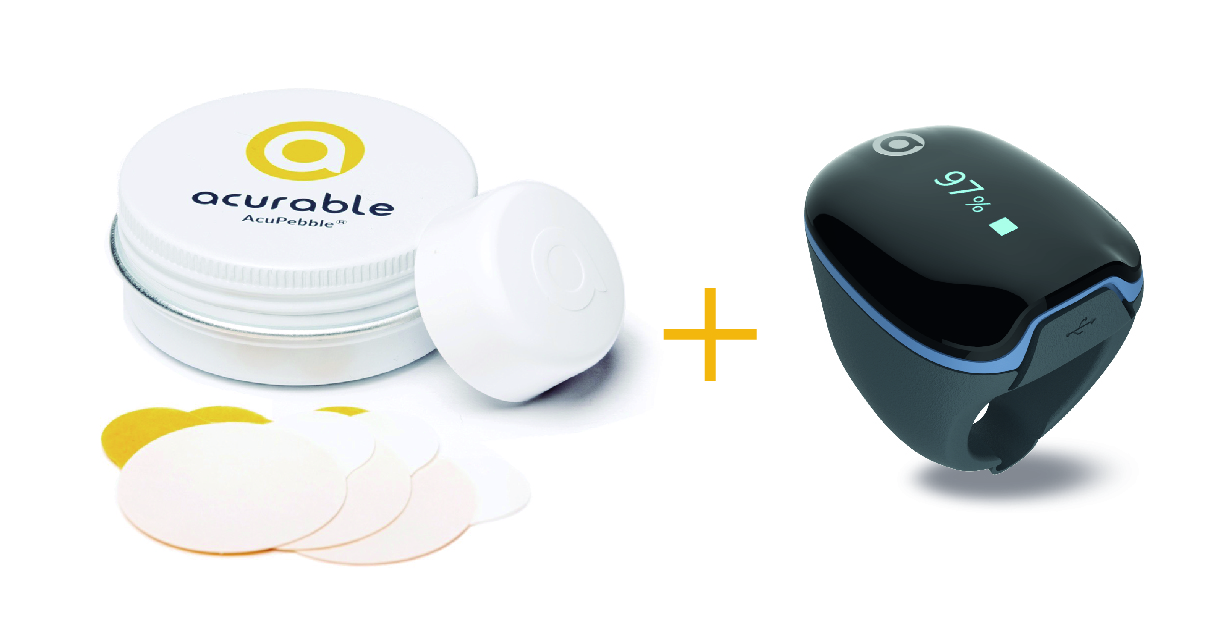 AcuPebble sensor with box and adhesives